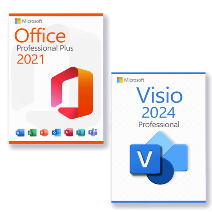 Microsoft Office 2021 Professional Plus + Microsoft Visio 2024 Professional Lizenz für 3 PC